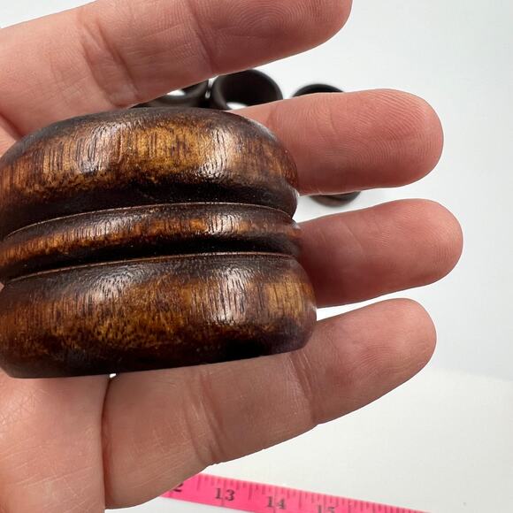Vintage Wooden Napkin Rings 2 Sets MidCentury Modern Style Handmade Look - Picture 10 of 11